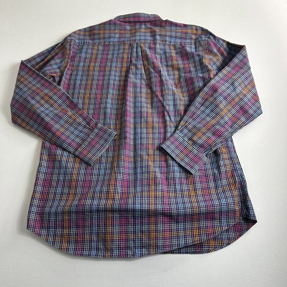 Peter Millar Button Down Shirt‎ Longsleeve Men Black Checkered Purple Orange XL - Picture 2 of 9